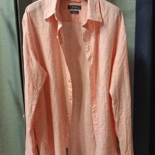 [BUNJANG] Hazzys Linen Shirt Pink / 헤지스 린넨 셔츠 핑크. 택배무료