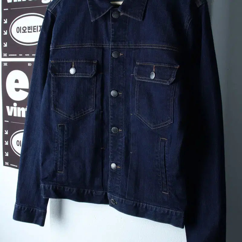 [BUNJANG] Frank Stone Zip-Up Windbreaker Denim Trucker Jacket / (M) 프랭크스톤 집업 바람막이 점퍼자켓 데님 청 트러커-H37551