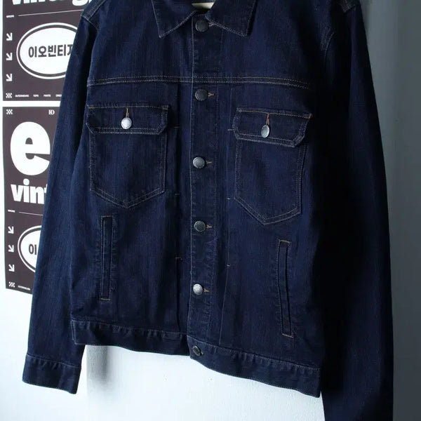 [BUNJANG] Frank Stone Zip-Up Windbreaker Denim Trucker Jacket / (M) 프랭크스톤 집업 바람막이 점퍼자켓 데님 청 트러커-H37551