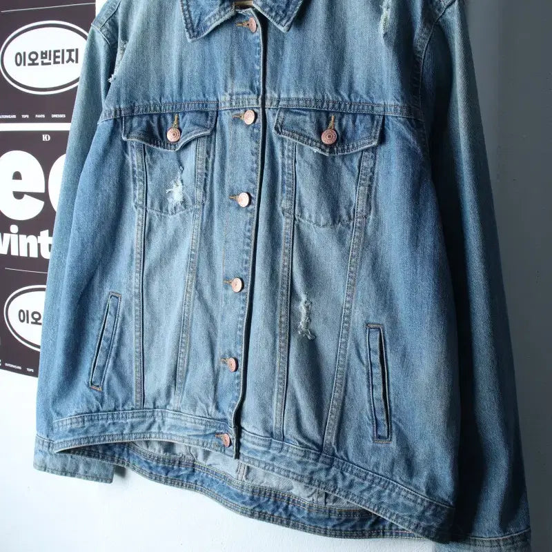 [BUNJANG] Zara Zip-Up Windbreaker Denim Trucker Jacket / W(L-XL) 자라 집업 바람막이 점퍼자켓 데님 청 트러커-H37554