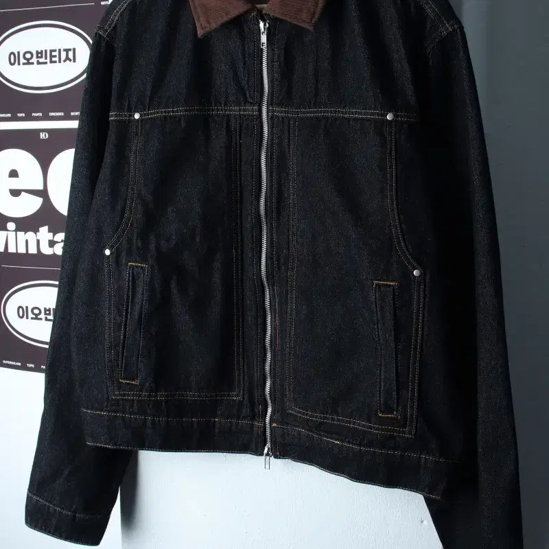 [BUNJANG] Trillion Zip-Up Windbreaker Jumper Jacket (Black Denim) / (M-L) 트릴리온 집업 바람막이 점퍼자켓 데님 흑청-H37558