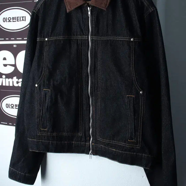 [BUNJANG] Trillion Zip-Up Windbreaker Jumper Jacket (Black Denim) / (M-L) 트릴리온 집업 바람막이 점퍼자켓 데님 흑청-H37558