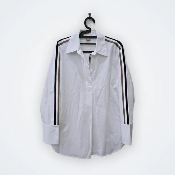 [BUNJANG] HUGO BOSS Stripe Detail Shirt White / [2] 휴고 보스 스트라이프 디테일 셔츠 화이트