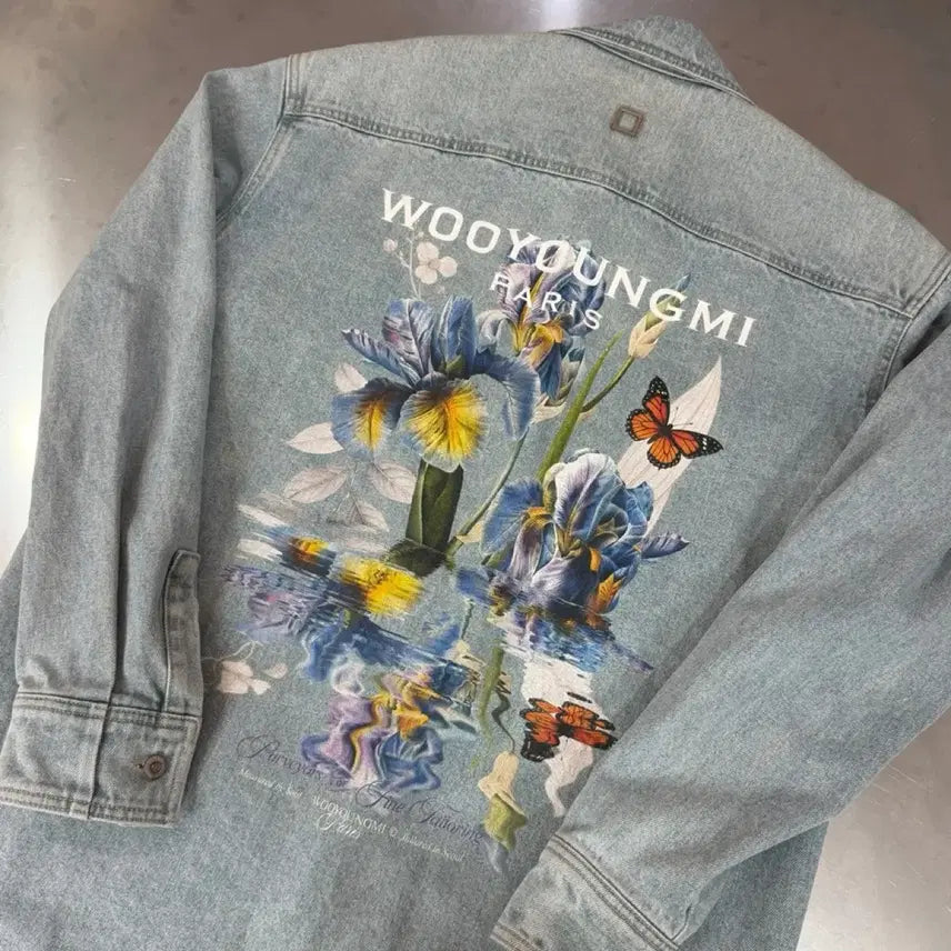 [BUNJANG] Wooyoungmi Flower Back Logo Denim Jacket / 우영미 플라워 백로고 데님 자켓