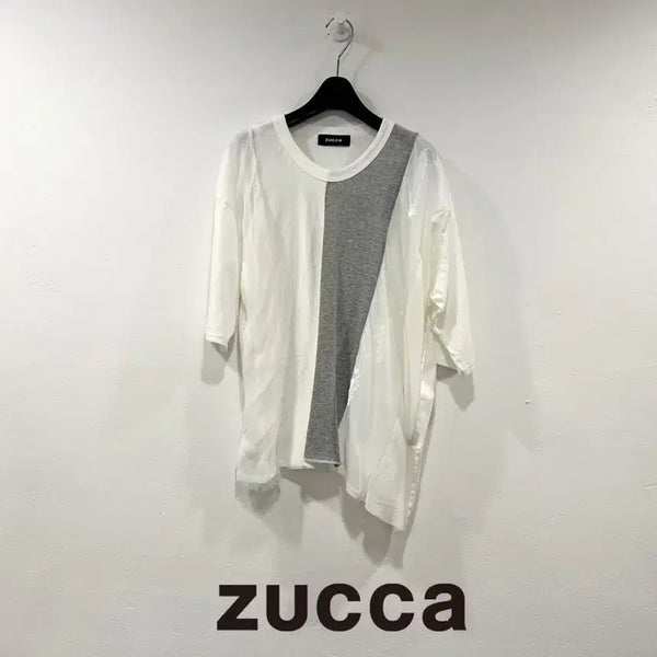 [BUNJANG] ZUCCA Asymmetrical Patchwork Short-Sleeve T-Shirt (M) / ZUCCA 주카 비대칭 패치워크 반팔 티셔츠 (M)
