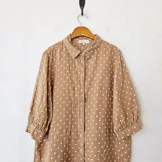 [BUNJANG] Celbshop Linen Polka Dot Blouse / 셀럽샵 도트 블라우스 린넨