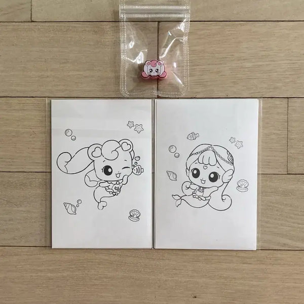 [BUNJANG] Hatchi-Ping Cable Protector & Coloring Postcard Set / [사랑의 하츄핑: 고래보석의 전설] 케이블 보호캡/하츄핑+찰랑핑 컬러링 2종 엽서세트