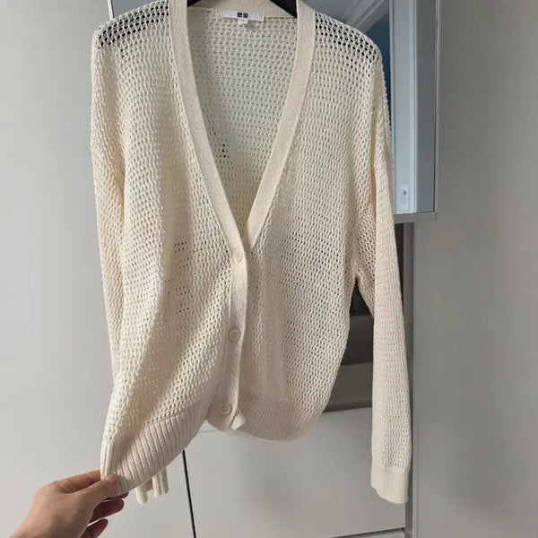 [BUNJANG] Uniqlo Cardigan Ivory L / 유니클로 가디건 아이보리