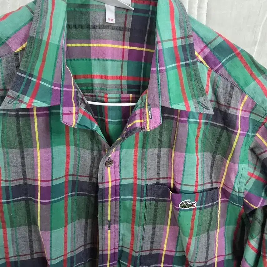 [BUNJANG] Lacoste Checkered Long-Sleeve Shirt / 라코스테 체크 남방