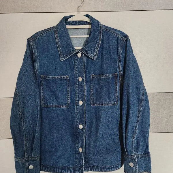 [BUNJANG] BRÉAL Women's Mid-Blue Washed Denim Jacket / 브레알 여성 데님 자켓 55 핏 예쁜 청자켓