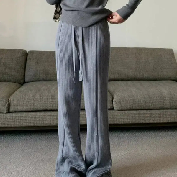 [BUNJANG] Gray Ribbed Knit Straight Pants / 새상품)그레이 골지 니트 일자 팬츠
