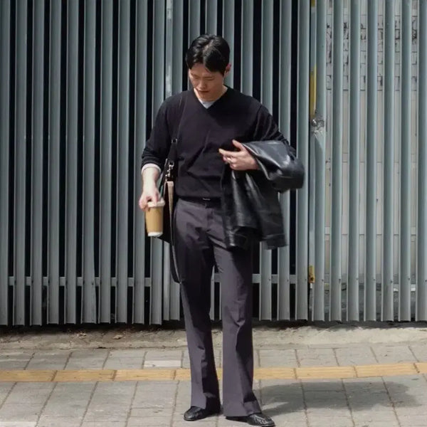 [BUNJANG] Front Drap Charcoal Trousers Size 10 (32-34) / 프론트 댑 차콜트라우저