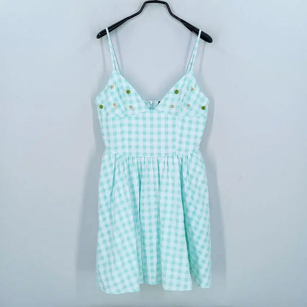 [BUNJANG] ZARA Women's Beaded Bustier Mini Dress Mint / 자라 여성 여름 비즈 뷔스티에 초미니원피스 민트 (HU46599)
