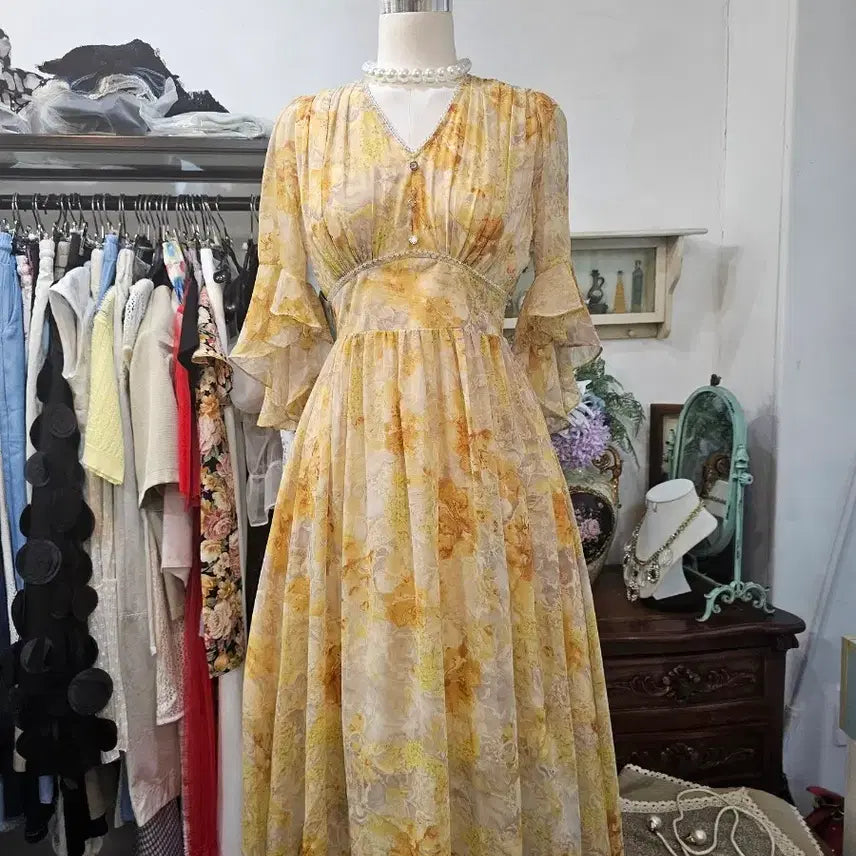 [BUNJANG] Yellow Flower Dress / 옐로우 플라워 원피스