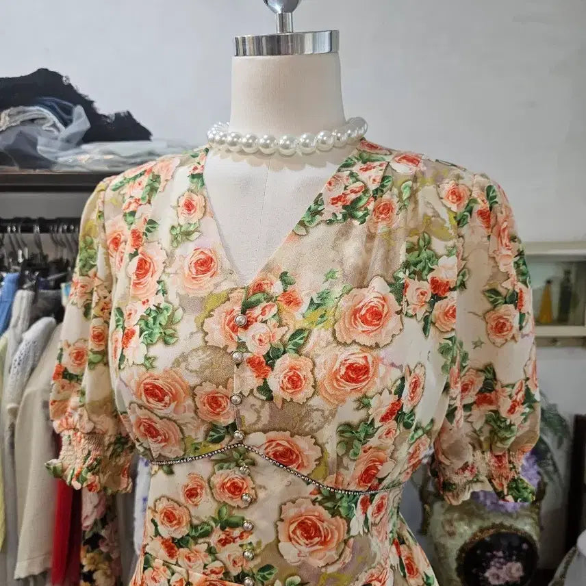 [BUNJANG] Orange Flower Dress / 오렌지 플라워 원피스