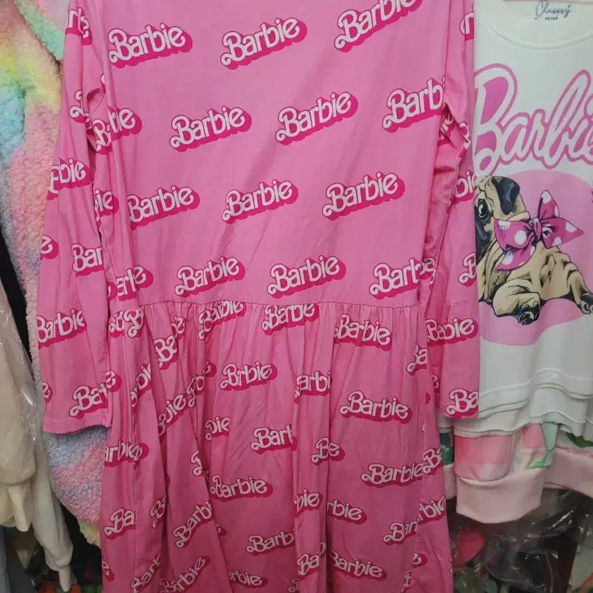 [BUNJANG] Barbie Logo Pattern Pink Dress XL / 바비 로고 패턴 핑크 원피스 수입Xl