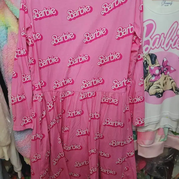 [BUNJANG] Barbie Logo Pattern Pink Dress XL / 바비 로고 패턴 핑크 원피스 수입Xl