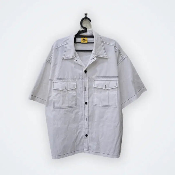 [BUNJANG] Attention Oversized Shirt White / [Free] 어텐션 오버사이즈 셔츠 화이트