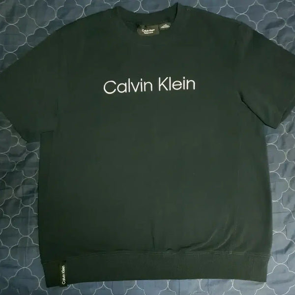 [BUNJANG] Calvin Klein Performance Lettering Logo Embroidered Short Sleeve T-Shirt Navy (XL) / 캘빈클라인 퍼포먼스 레터링로고 자수 반팔티 네이비 (XL)
