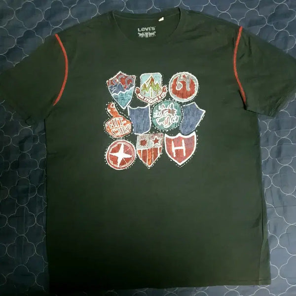 [BUNJANG] Levi's Multi-Patch Printing Short-Sleeve T-Shirt Black XL / (빈티지) 리바이스 멀티패치 프린팅 반팔티 블랙 (XL)