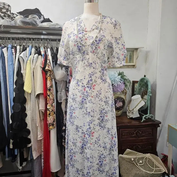 [BUNJANG] Blue Flower Dress / 블루 플라워 원피스