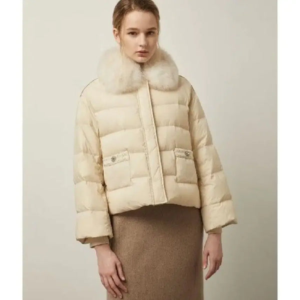 [BUNJANG] DEWL Fox Fur Collar Goose Down Padded Jacket / DEWL 듀엘 폭스카라 구스 패딩 55