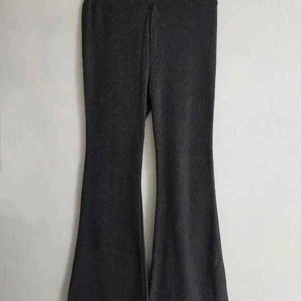 [BUNJANG] Charcoal Bootcut Fleece Ribbed Pants / 차콜 부츠컷 기모 골지 팬츠