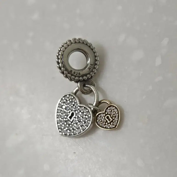 [BUNJANG] Pandora 14K Gold & Sterling Silver Heart Dangle Charm / 판도라 14K콤비하트댕글