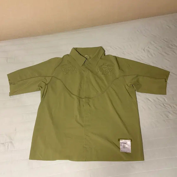 [BUNJANG] Satisfy Peace Shell Reversible Shirt Short / 새티스파이 피스쉘 리버셔츠 숏