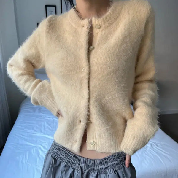 [BUNJANG] Daydoo Cotton Candy Cardigan Ivory / 데이도어 솜사탕 가디건 아이보리