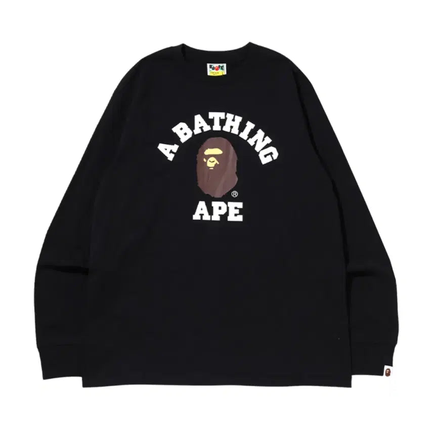 [BUNJANG] BAPE College Long Sleeve T-Shirt Black M / 베이프 컬리지 롱슬리브 티셔츠 블랙 M사이즈