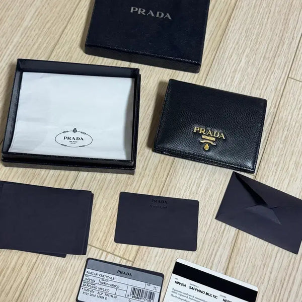 [BUNJANG] Prada Saffiano Wallet (Black/Pink) / 프라다 사피아노 반지갑(블랙/핑크)