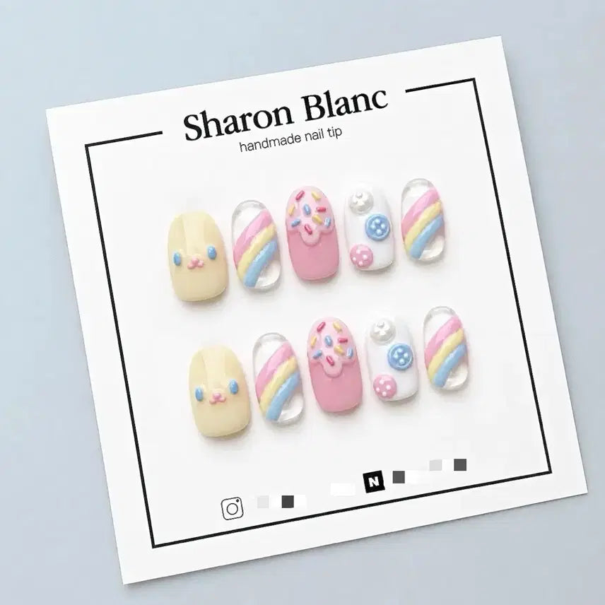 [BUNJANG] Usahana Button Nail Tips - 15 Shape Options / 우사하나 단추 네일팁 / 15종 쉐입