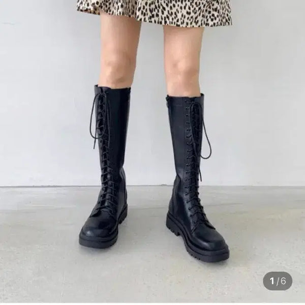 [BUNJANG] Ultra Lightweight Oversized Sole Lace-Up Long Boots (4.5cm) / 초경량 오버솔 레이스업 롱부츠 4.5cm