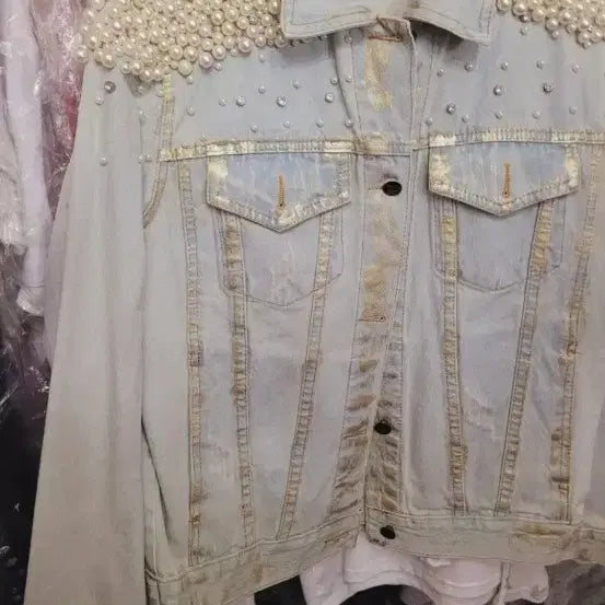 [BUNJANG] Pearl Denim Jacket / 진주 청자켓 수입