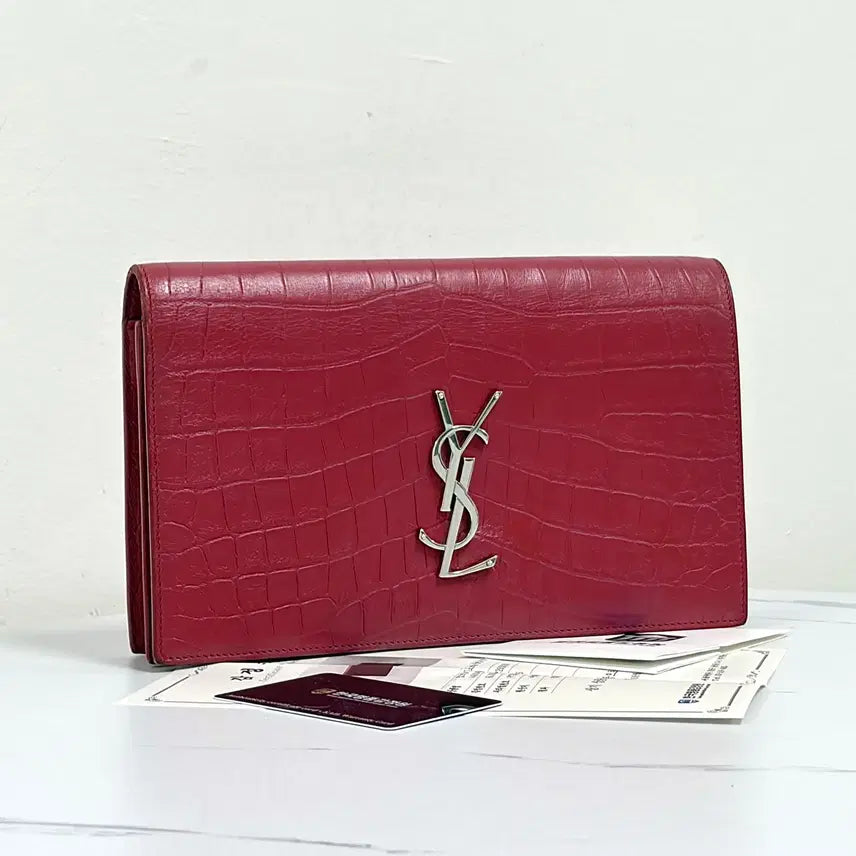 [BUNJANG] Saint Laurent Monogram Flap Clutch Bag Red (400409) / [감정완료] 생로랑 모노그램 플랩 클러치백 (400409)
