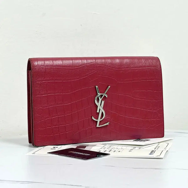 [BUNJANG] Saint Laurent Monogram Flap Clutch Bag Red (400409) / [감정완료] 생로랑 모노그램 플랩 클러치백 (400409)