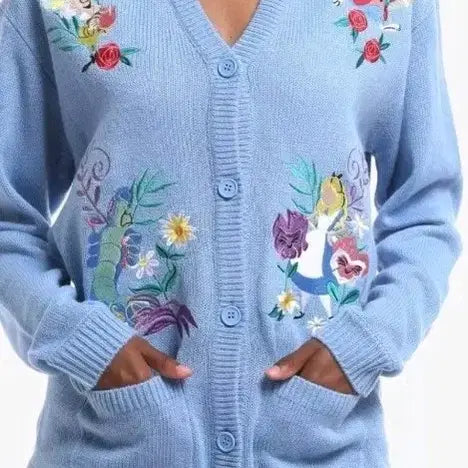 [BUNJANG] Alice Character Embroidered Cardigan / 앨리스 수입가디건,L