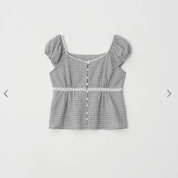 [BUNJANG] Shopliz Judy Puff Blouse Check / 샵리즈 주디 퍼프 블라우스 체크