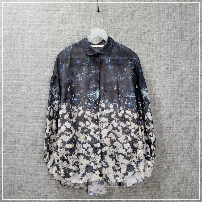 [BUNJANG] Ozza Second See-through Flower Shirt Women's 55 / 2613. 오즈세컨 시스루 플라워셔츠 여성55