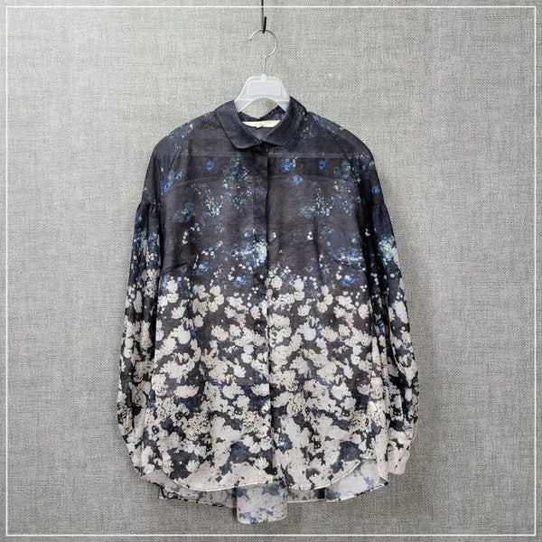[BUNJANG] Ozza Second See-through Flower Shirt Women's 55 / 2613. 오즈세컨 시스루 플라워셔츠 여성55