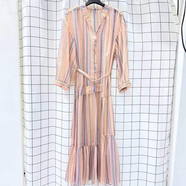 [BUNJANG] DEWL Pastel See-through Belted Dress 21Y / 듀엘 파스텔 시스루 벨티드원피스 21년