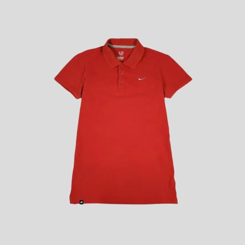 [BUNJANG] Nike Red Sky Blue Swoosh Logo Button Collar Pique PK Short Sleeve T-Shirt Women's L / 나이키 레드 스카이블루 스우시로고 버튼카라넥 피케 PK 반팔 티셔츠 WOMANS L