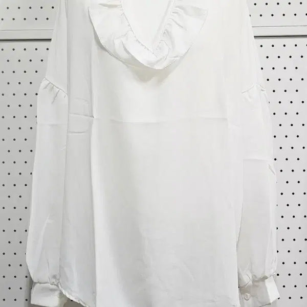 [BUNJANG] Frill Blouse High-neck Ruffle White / (택새상품)프릴 블라우스 하이넥 러플 빅사이즈 블 화이트