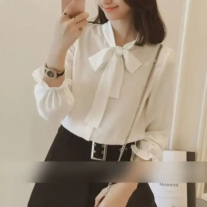 [BUNJANG] Ribbon Tie Blouse - White / (새상품)리본 타이 블라우스 화이트