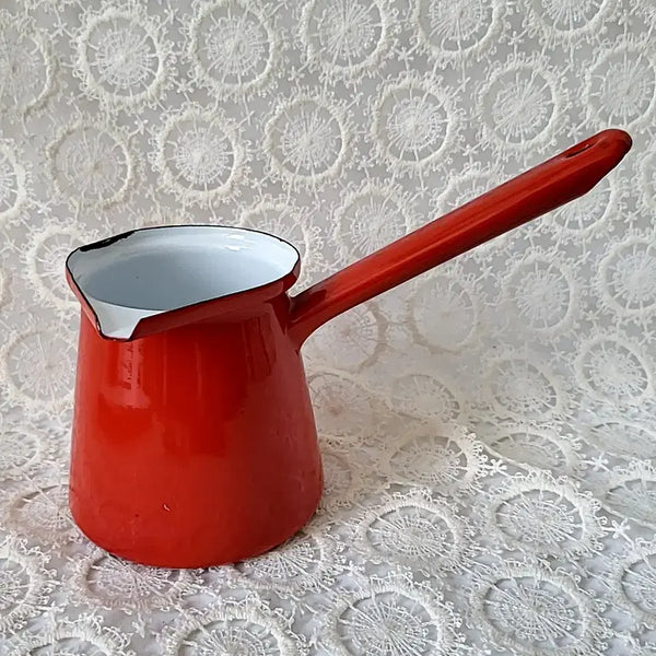 [BUNJANG] Enamel Red Milk Pan / 법랑 레드 밀크팬