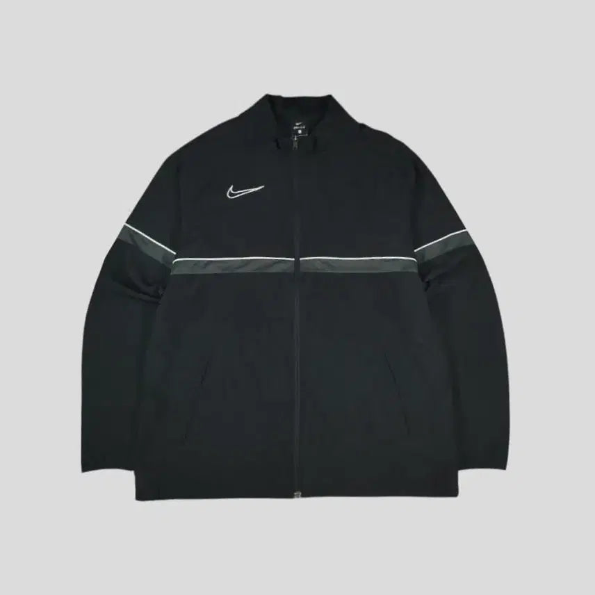 [BUNJANG] Nike Dri-FIT Raglan Windbreaker (L) / 나이키 블랙 화이트 딥그레이 아웃라인 스우시로고 파이프라인 드라이핏 이너메쉬 레글런 바람막이 L
