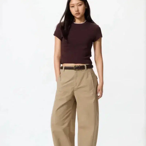 [BUNJANG] Uniqlo Jersey Barrel Leg Pants Beige M / 유니클로 저지배럴레그팬츠 베이지 M 택포3.3