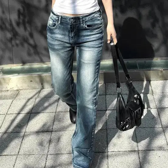 [BUNJANG] Hatsukoshi Archive Ash Blue Low Denim Jeans / 하츠코시 아카이브 애쉬 블루 로우데님