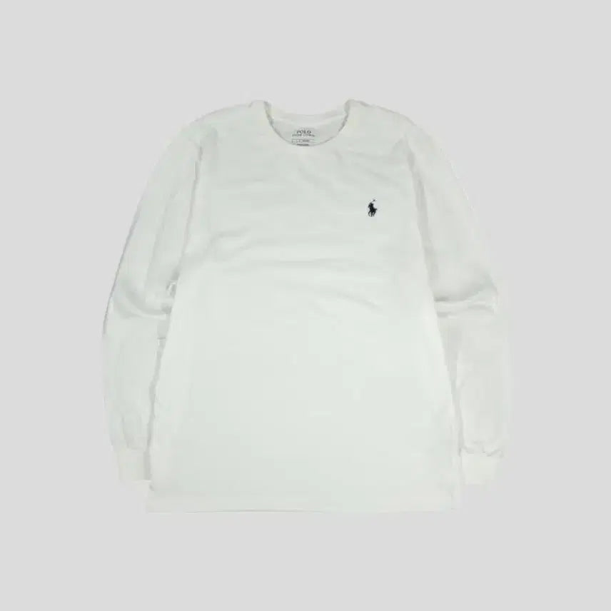 [BUNJANG] Polo Ralph Lauren White Navy Pony Basic Classic Cotton Long Sleeve T-Shirt L / 폴로랄프로렌 화이트 네이비포니 베이직 클래식 코튼 긴팔 티셔츠 롱슬리브 L